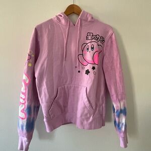 Box Lunch Pink Kirby Hoodie with Tie-Dye Sleeves